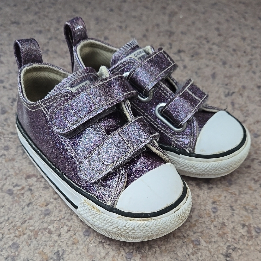 Converse Kids Glitter Purple Sneakers, 5 Toddlers, Guc